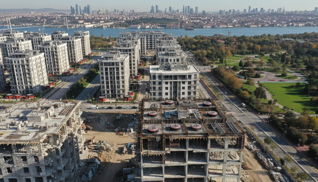 Photorealistic urban transformation in Istanbul, earthquake-resistant residential buildings replacin