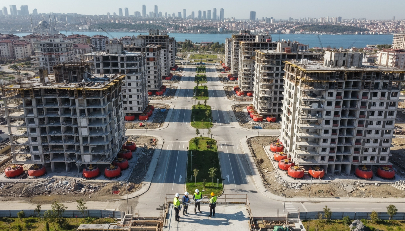Photorealistic urban transformation in Istanbul, earthquake-resistant residential buildings replacin