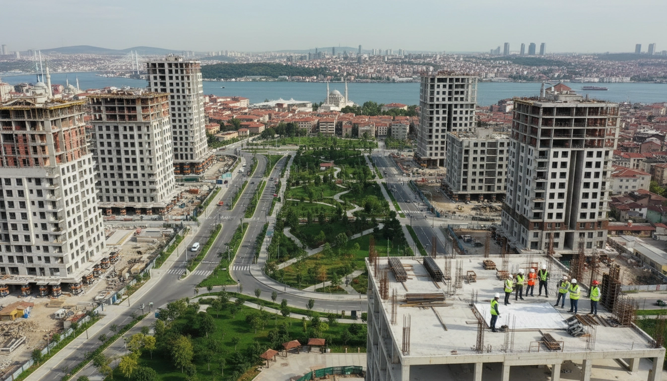 Photorealistic urban transformation in Istanbul, earthquake-resistant residential buildings replacin