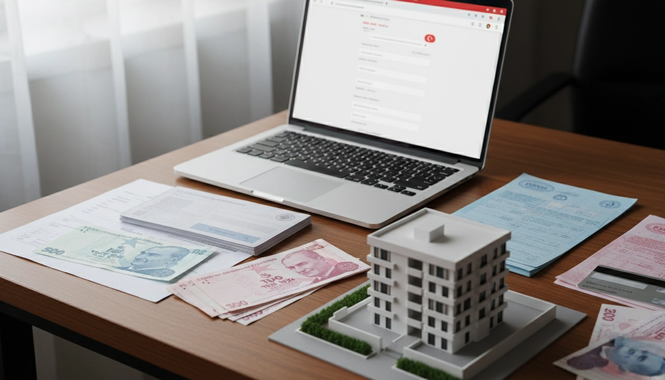 Photorealistic image of türkiye urban renewal financial support process, government application form