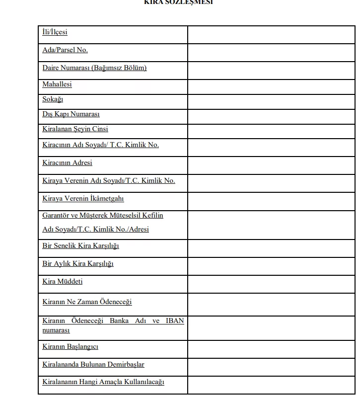 Kira Sözleşmesi Örneği 2026 (Güncel, Detaylı ve PDF İndirilebilir Format)