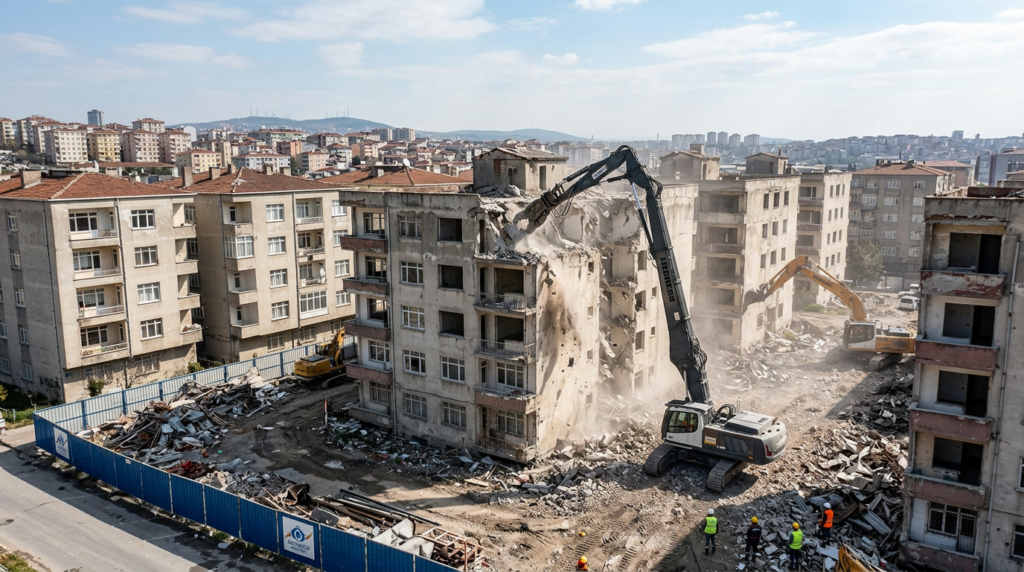 Sultangazi’de Depreme Karşı Kararlı Adımlar: Ürünkent Sitesi’nin Yıkımıyla 144 Konutluk Güvenli Geleceğin Temelleri Atılıyor